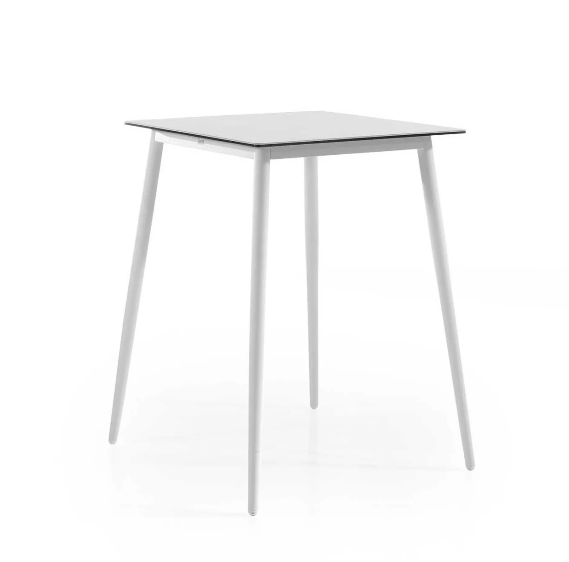 Bartisch Luca Gescova - Aluminium Weiß - 80x80 cm - Hellgraue Keramikplatte
