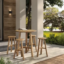Bartisch Ribero Gescova - Ø90x106cm - recyceltes Teakholz braun
