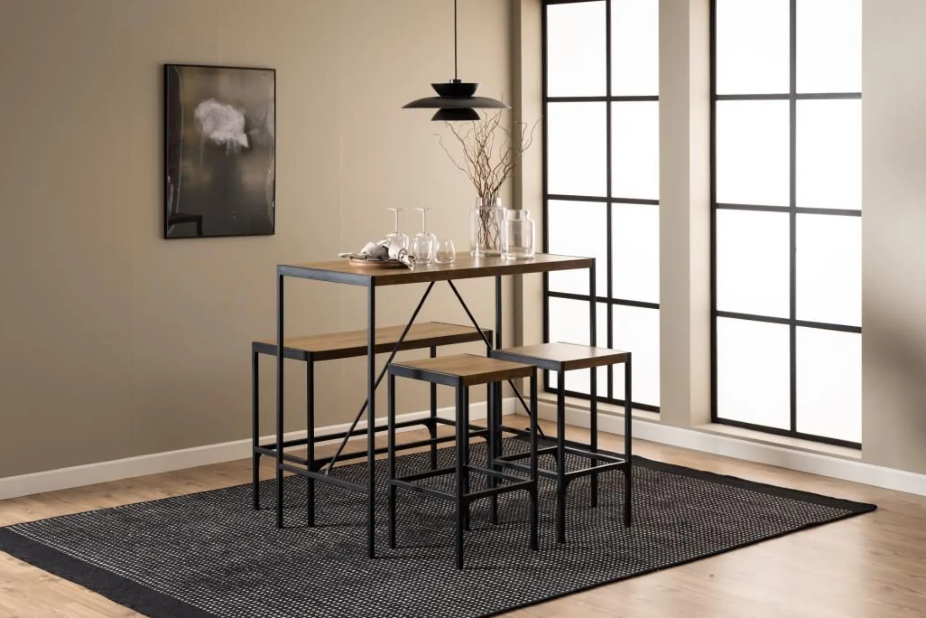 Bartisch-Set Bahamas | Bartisch, Bank und zwei Barhocker | Oak Design