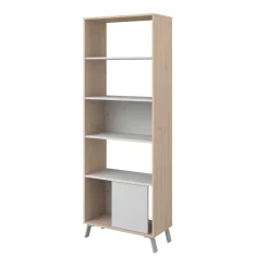 Bücherregal Ara-184cm-4 Fachböden-hellgrau/Eiche