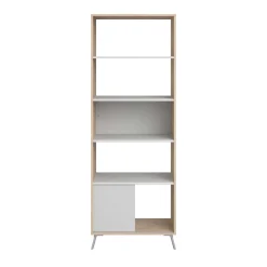Bücherregal Ara-184cm-4 Fachböden-hellgrau/Eiche
