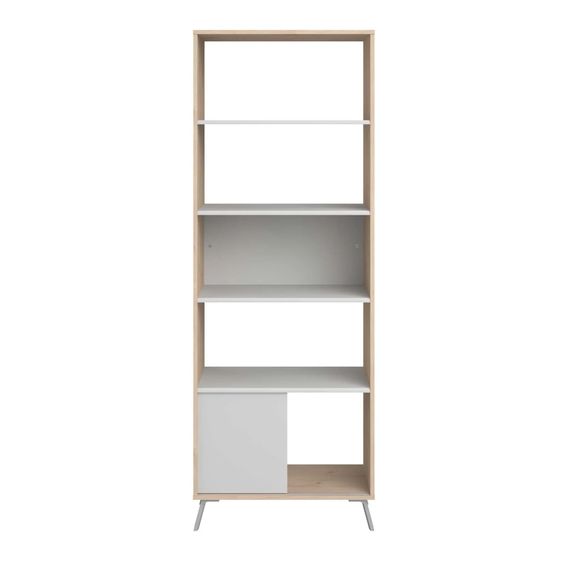 Bücherregal Ara-184cm-4 Fachböden-hellgrau/Eiche