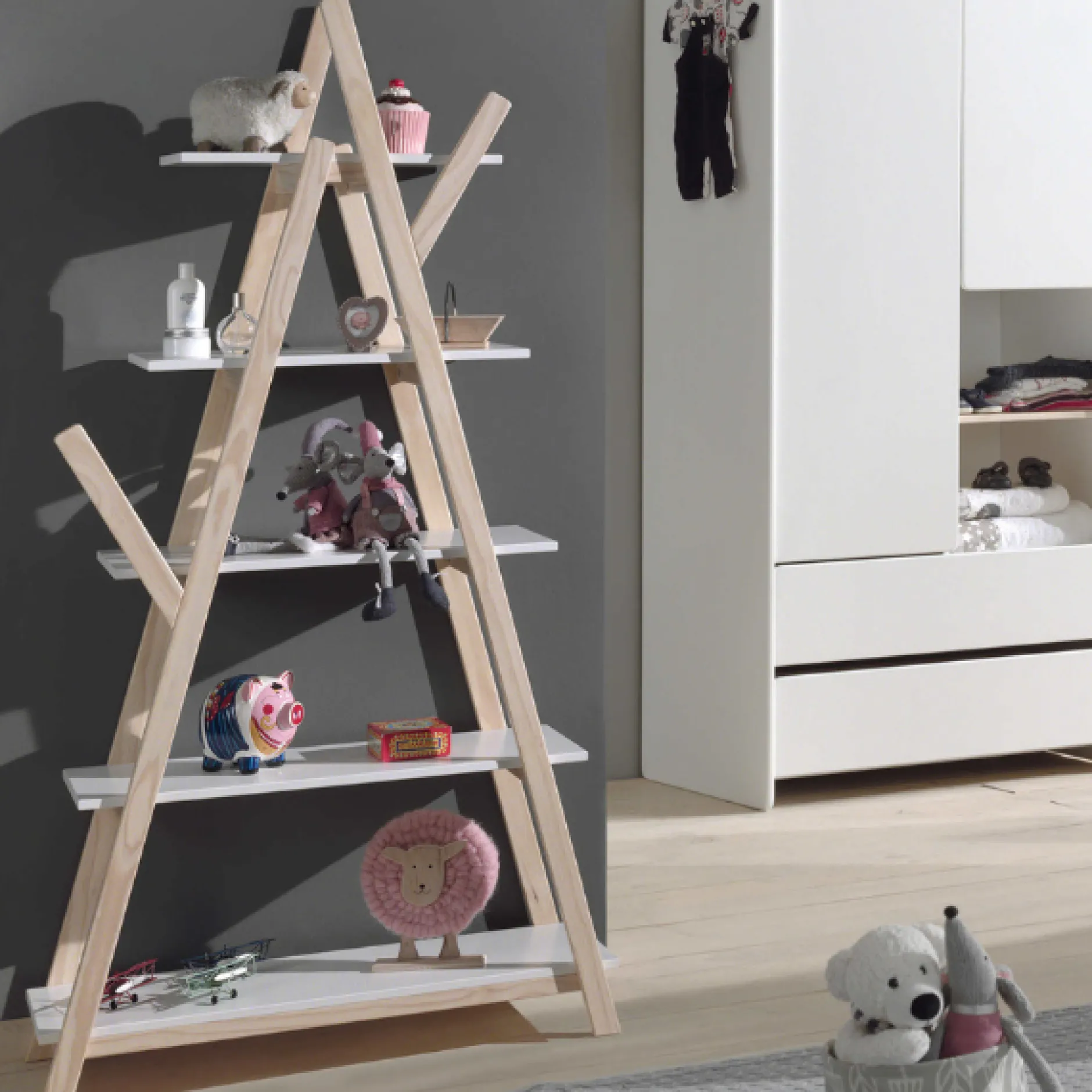 Bücherregal Kiddy Skandinavisch - weiß/den