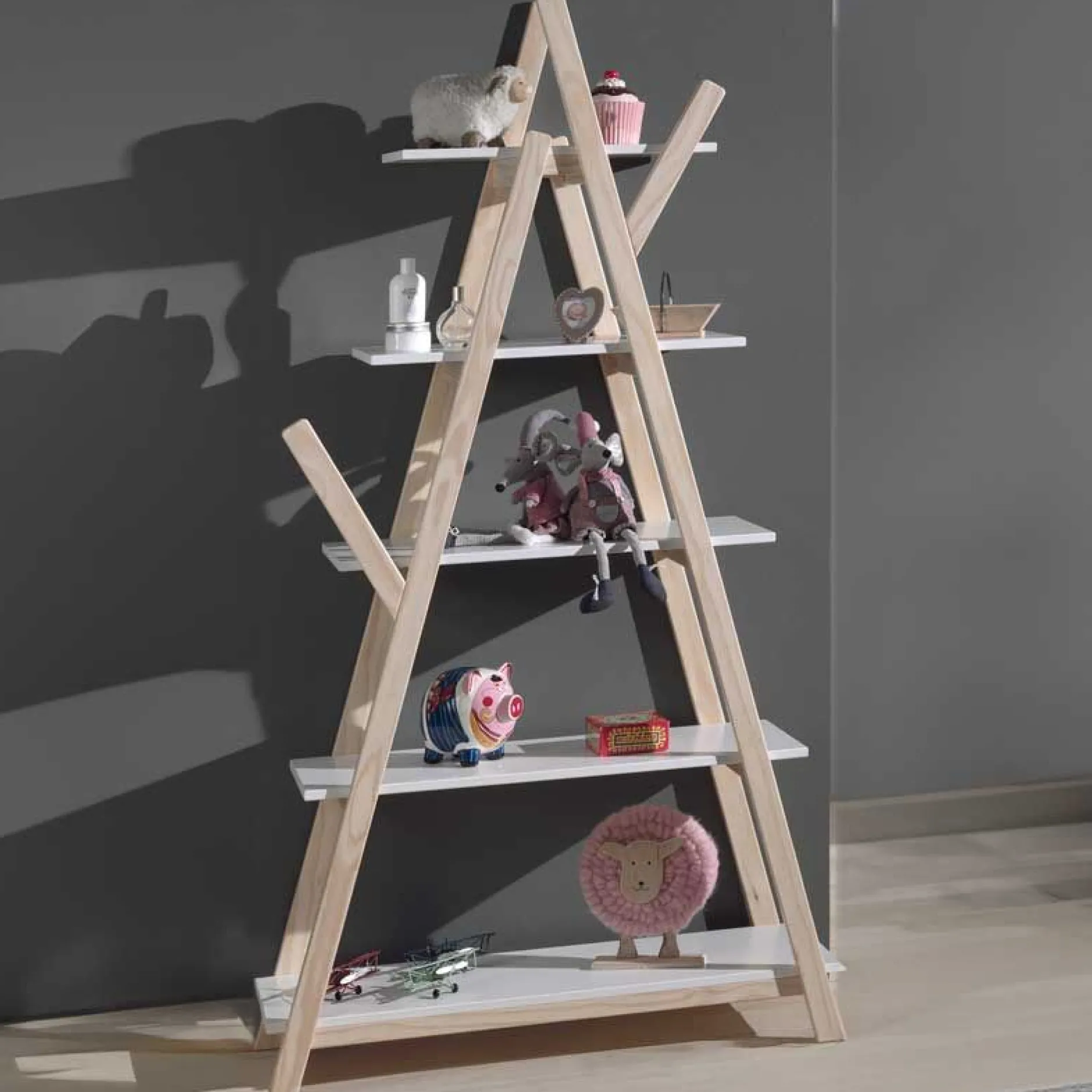 Bücherregal Kiddy Skandinavisch - weiß/den