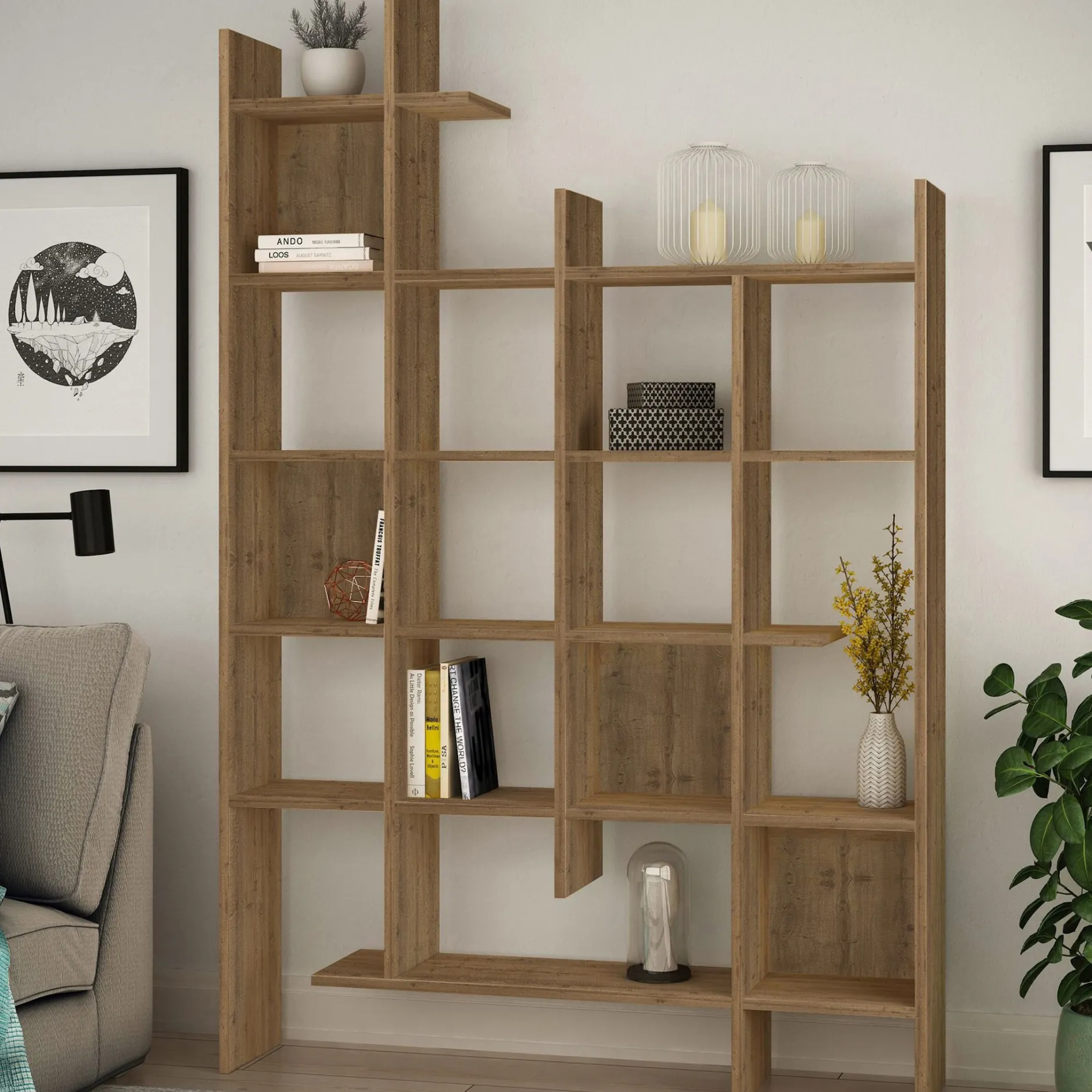 Bücherregal Manco - 100% MELAMINE - Hethitisch - 122 x 188 x 25,5 cm