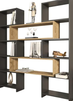 Bücherregal Poyraz - 100% MELAMINE - Schwarz - 163,5 x 150 x 22 cm