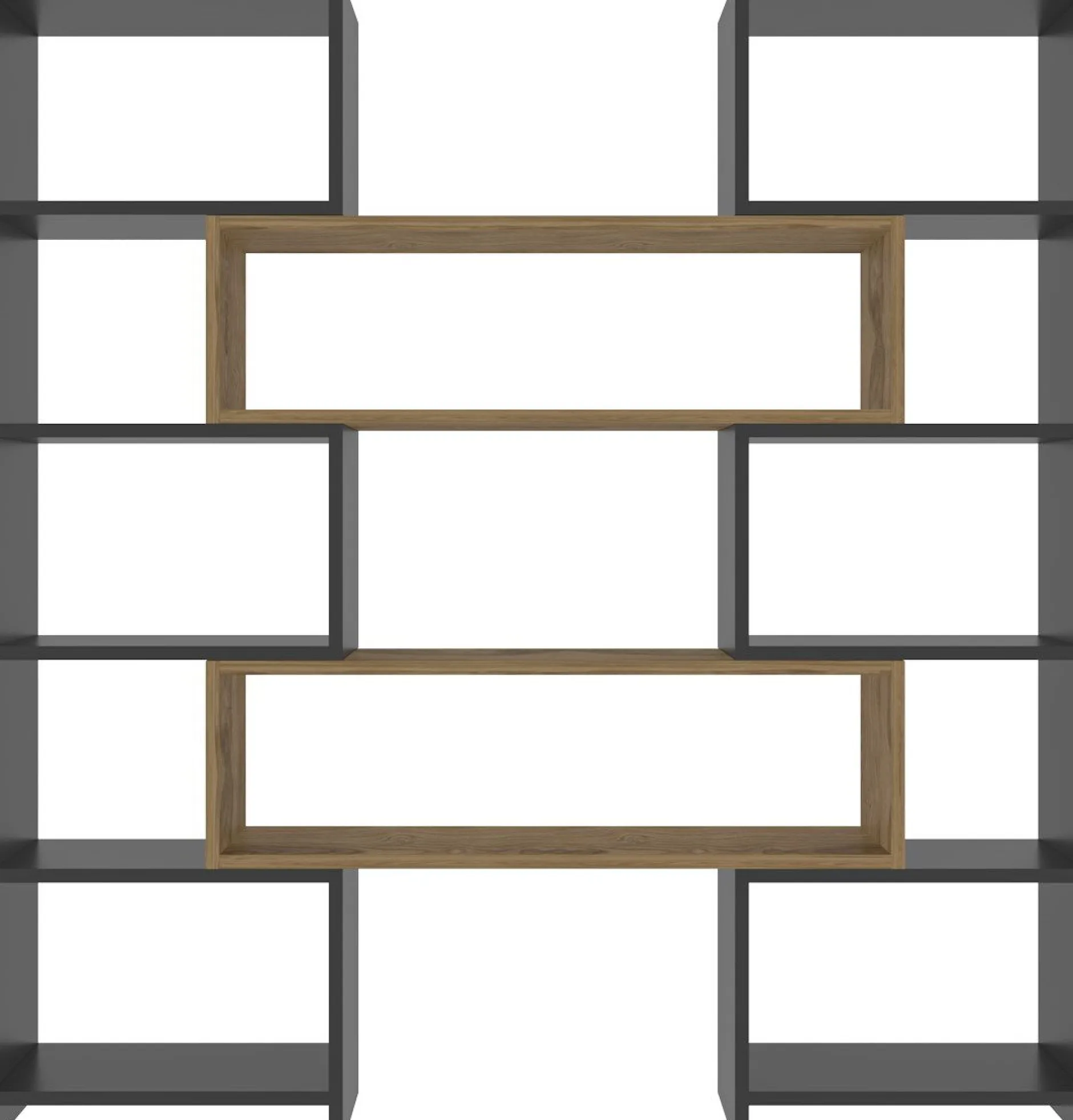 Bücherregal Poyraz - 100% MELAMINE - Schwarz - 163,5 x 150 x 22 cm