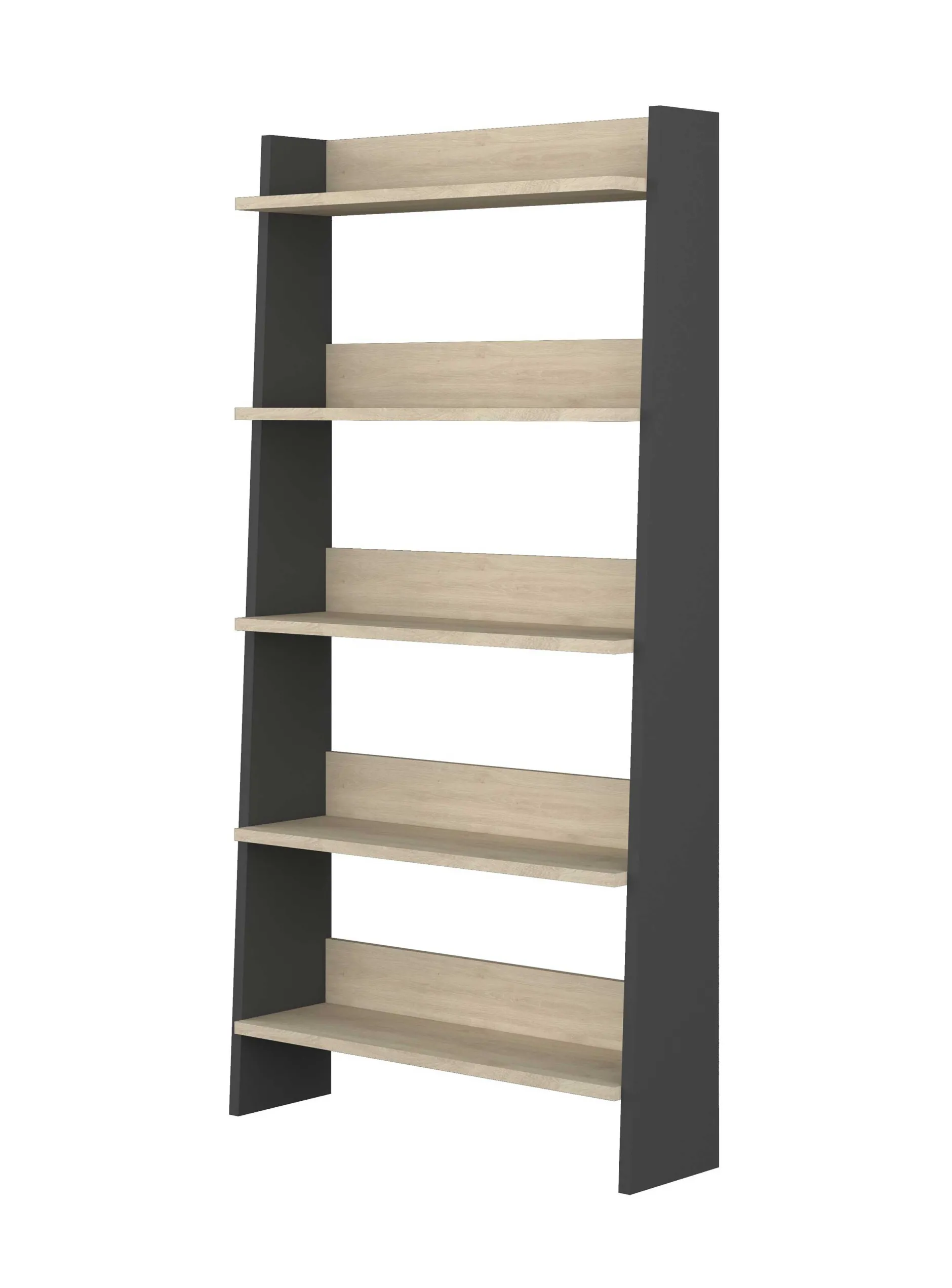 Bücherregal Quinty 95cm 5 Fachböden - grau/ Eiche Dekor