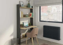 Bücherregal Quinty mit Laptoptisch 95cm 3 Fachböden - Eiche Dekor/grau