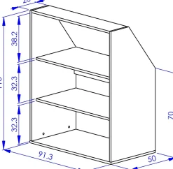 Bücherregal Under - 91x50x110cm - weiß