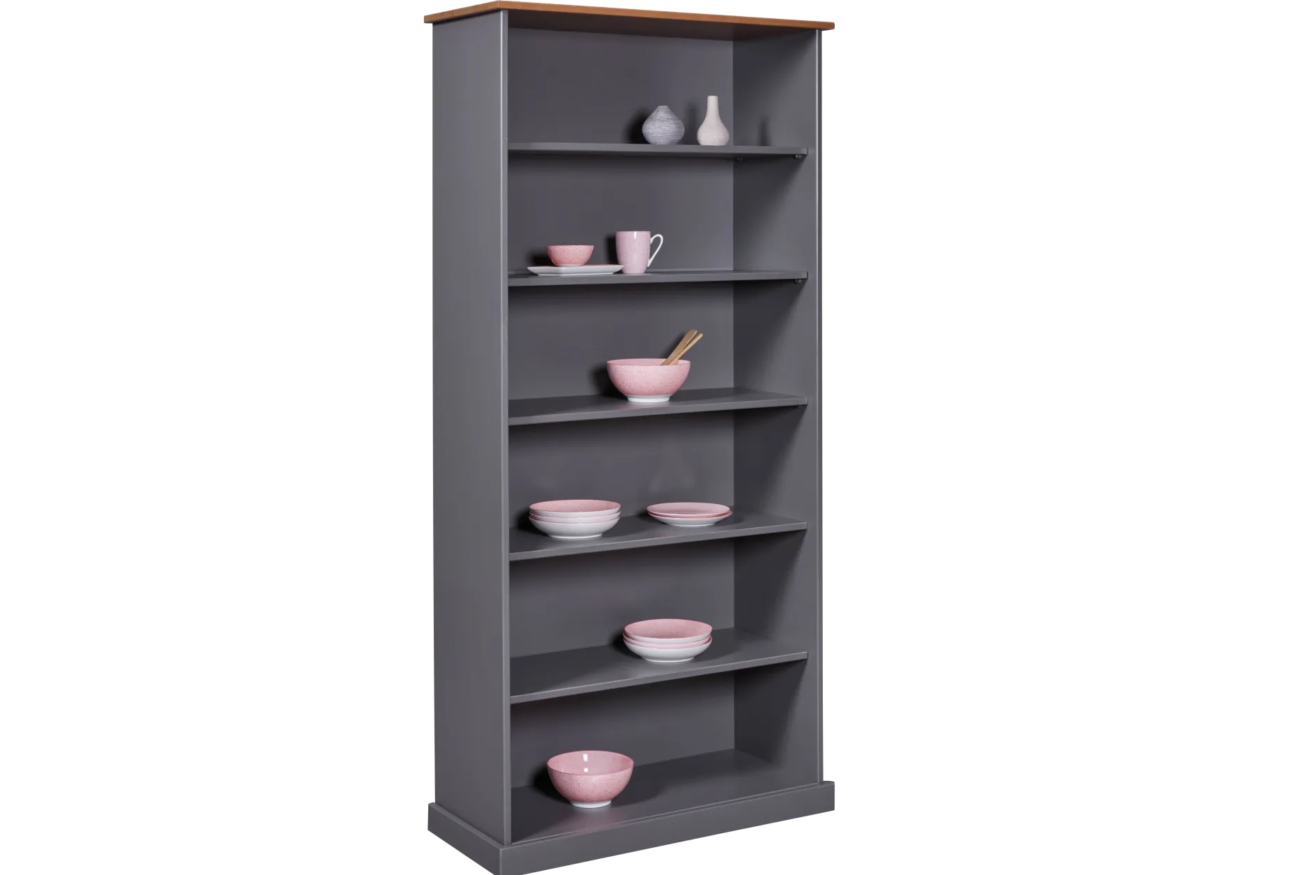 Bücherregal Westerland | 90 x 38,1 x 190 cm | Farbe: Dunkelgrau