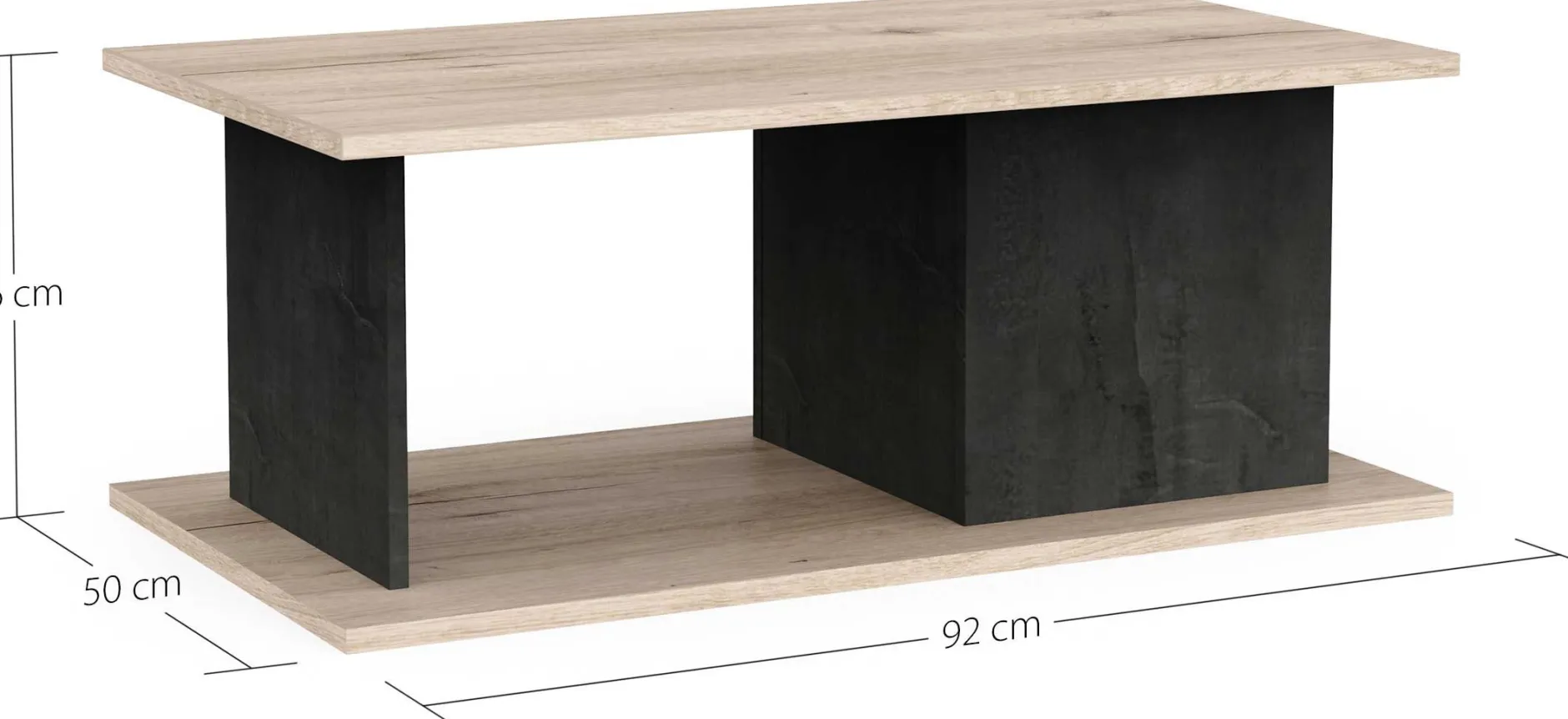 Beatrice Couchtisch - 91x50x36cm - Eiche Dekor/Betonoptik