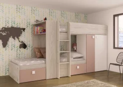 Beau Etagenbett (Lattenrost nicht enthalten) - rosa/weiß