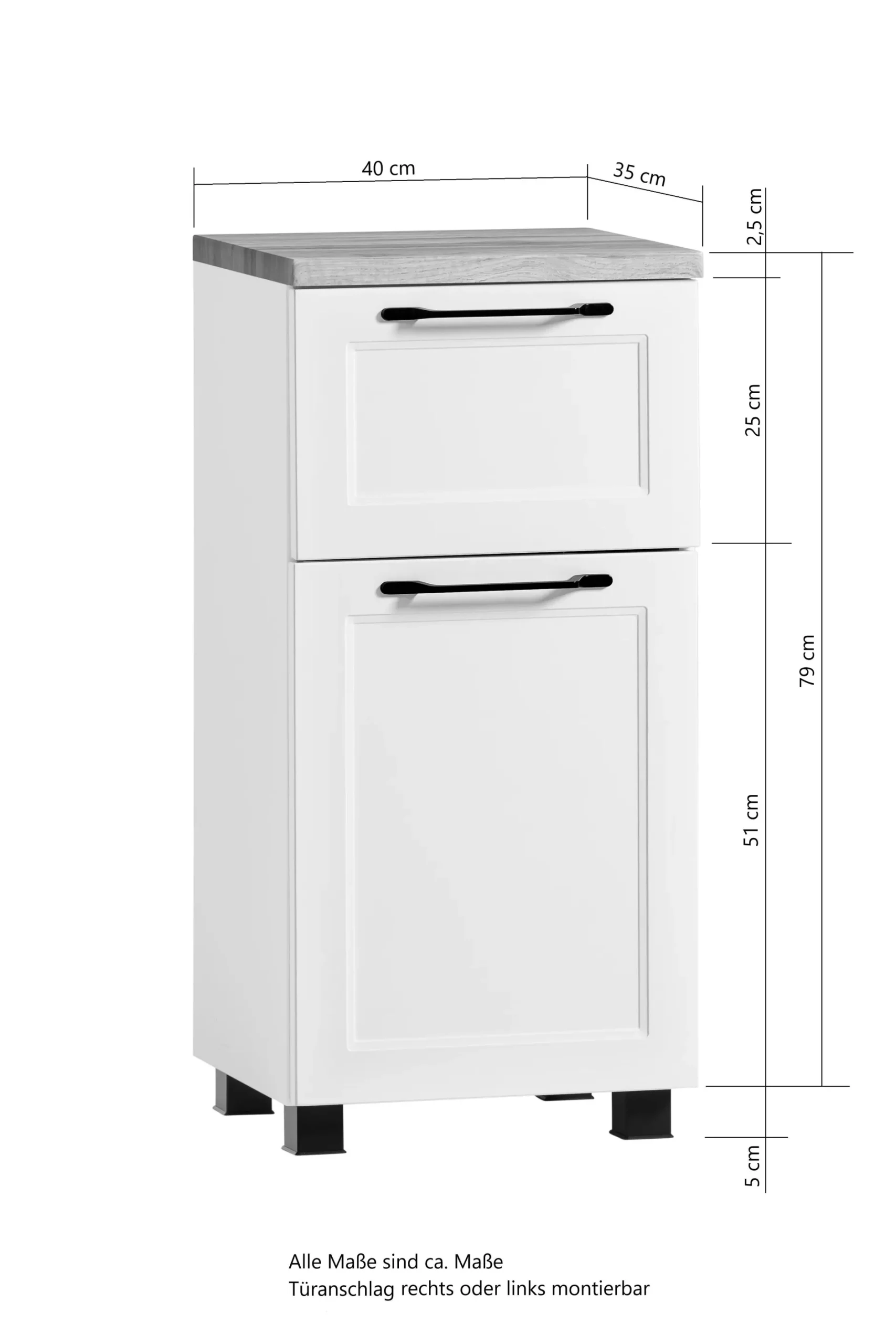 Beistellschrank Meran | 40 x 35 x 79 cm | Weiß