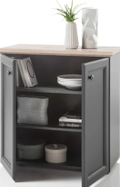 Beistellschrank Norah 82cm mit 2 Türen - grau/braun