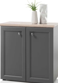 Beistellschrank Norah 82cm mit 2 Türen - grau/braun