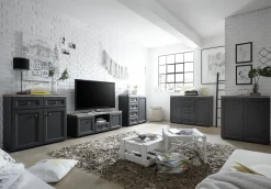Beistellschrank Norah 82cm mit 2 Türen - grau/braun
