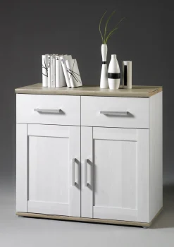 Beistellschrank Roman 93cm mit 2 Türen und 2 Schubladen - weiß/braun