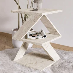 Beistelltisch Albeni - 100% MELAMINE - Travertin - 29,6 x 54,2 x 29,6 cm