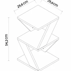 Beistelltisch Albeni - 100% MELAMINE - Travertin - 29,6 x 54,2 x 29,6 cm