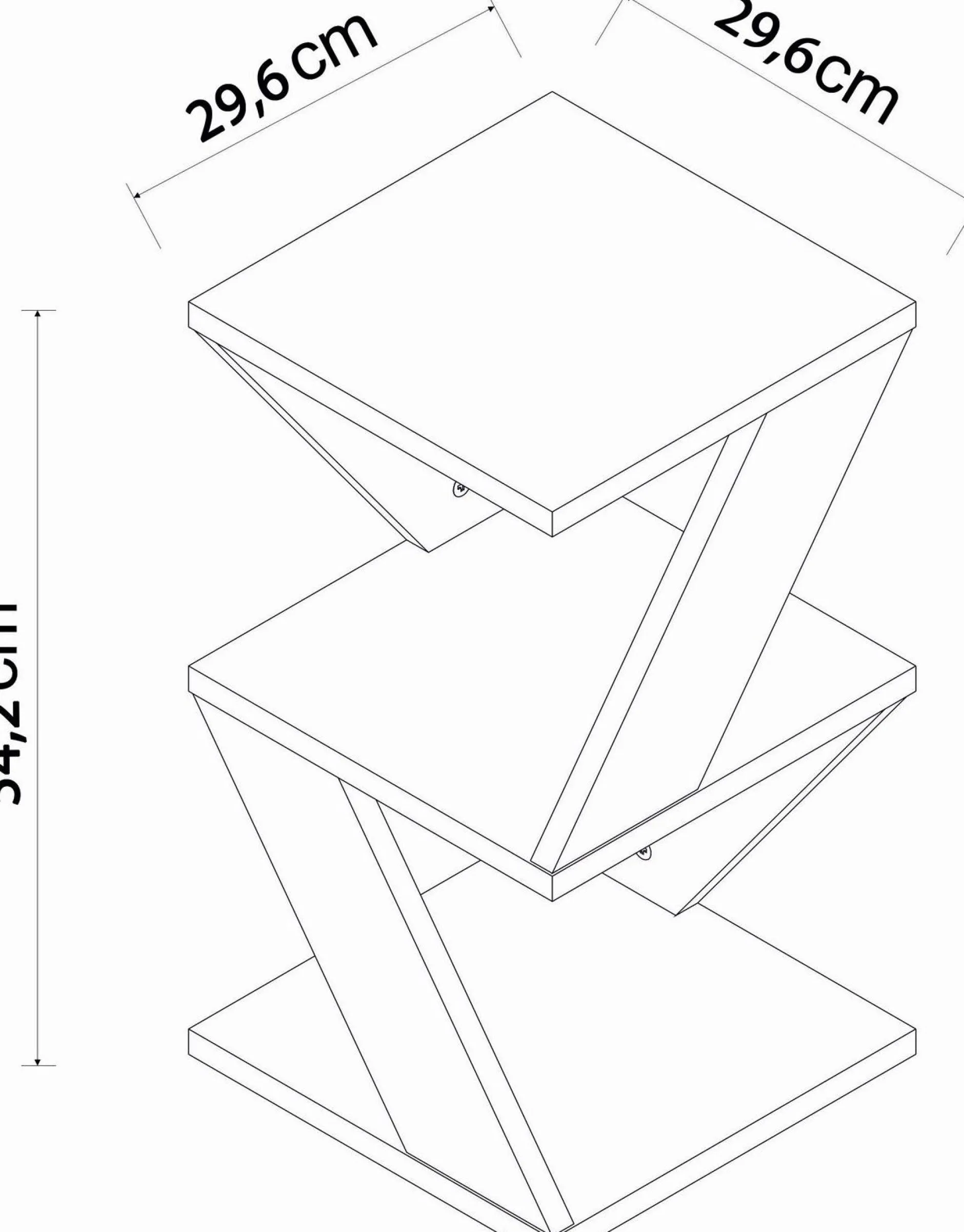 Beistelltisch Albeni - 100% MELAMINE - Schwarz - 29,6 x 54,2 x 29,6 cm