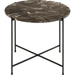 Beistelltisch Avila Ø52 cm - brauner Marmor/schwarz