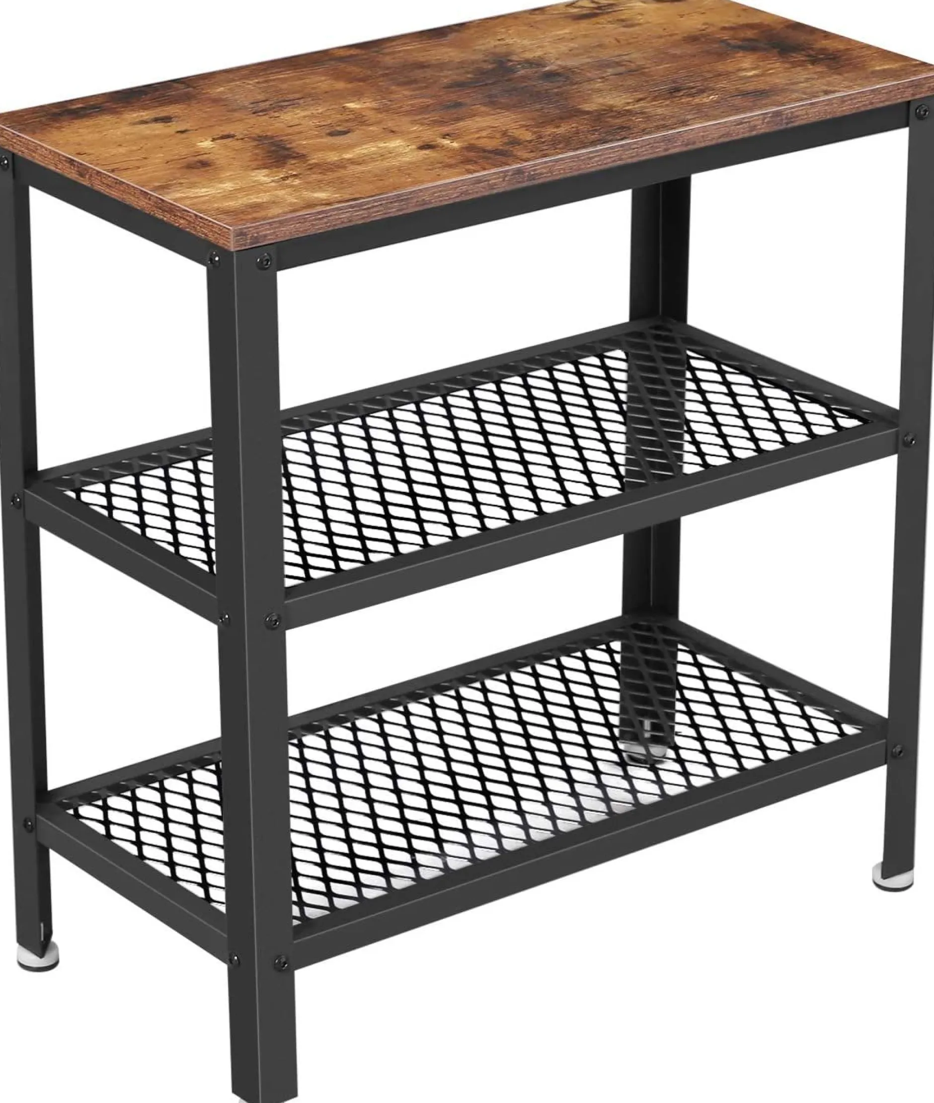 Beistelltisch Bill 60x30 2 Ablagen - rustikal braun/schwarz
