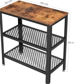 Beistelltisch Bill 60x30 2 Ablagen - rustikal braun/schwarz