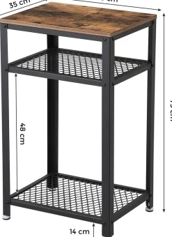 Beistelltisch Bill 35x45 2 Ablagen - rustikal braun/schwarz