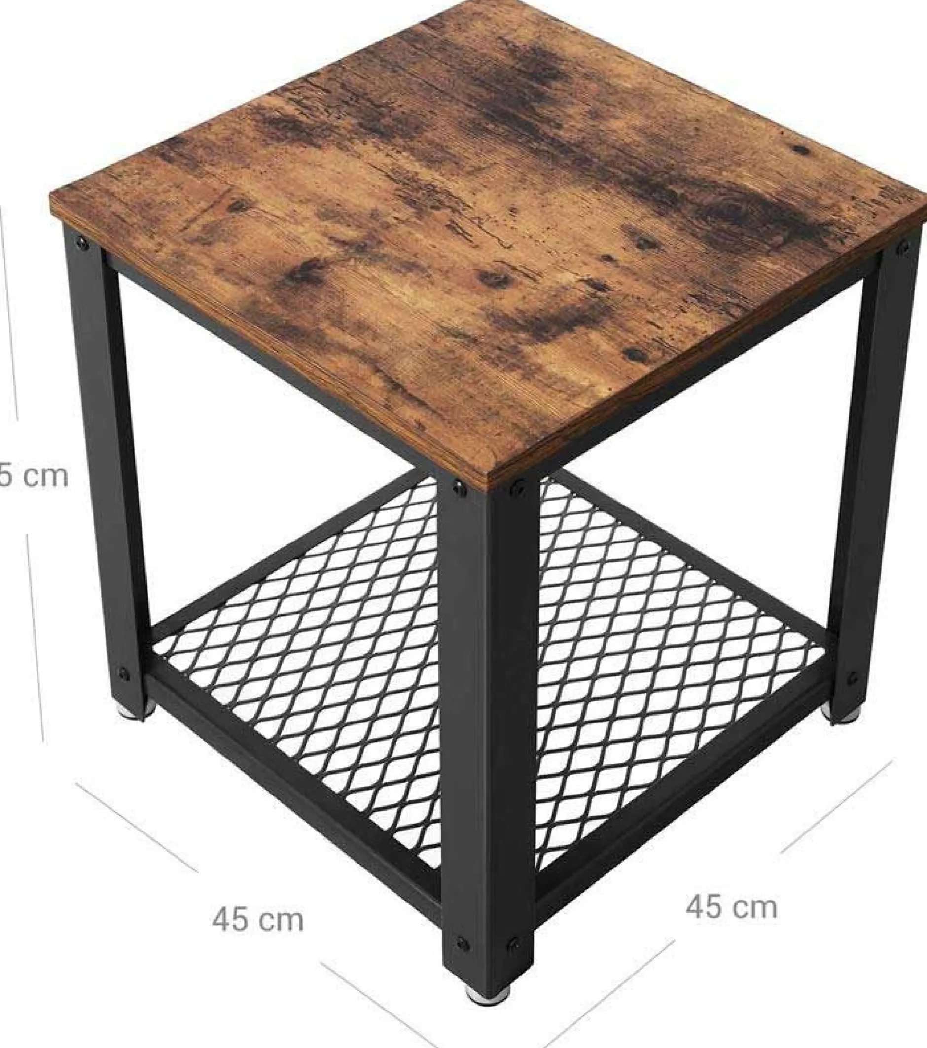 Beistelltisch Bill 45x45 1 Ablage - rustikal braun/schwarz