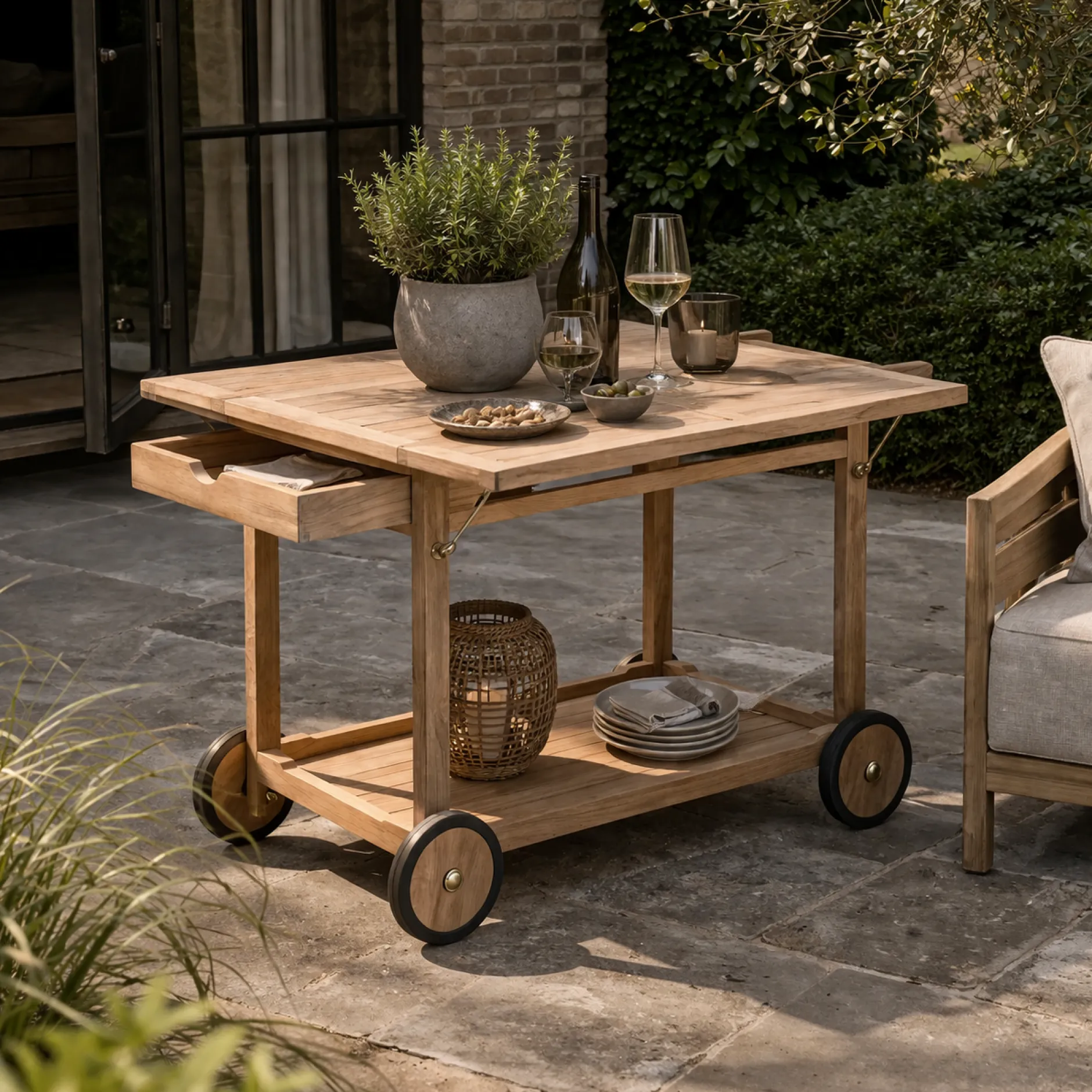 Beistelltisch Clifton Gescova - Massives Teakholz - 105x91x78 cm - Braun