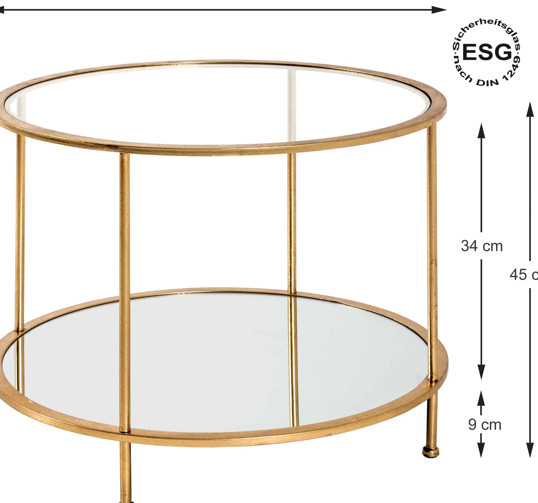 Beistelltisch | Ø60 cm x 45 cm | Goldfarben