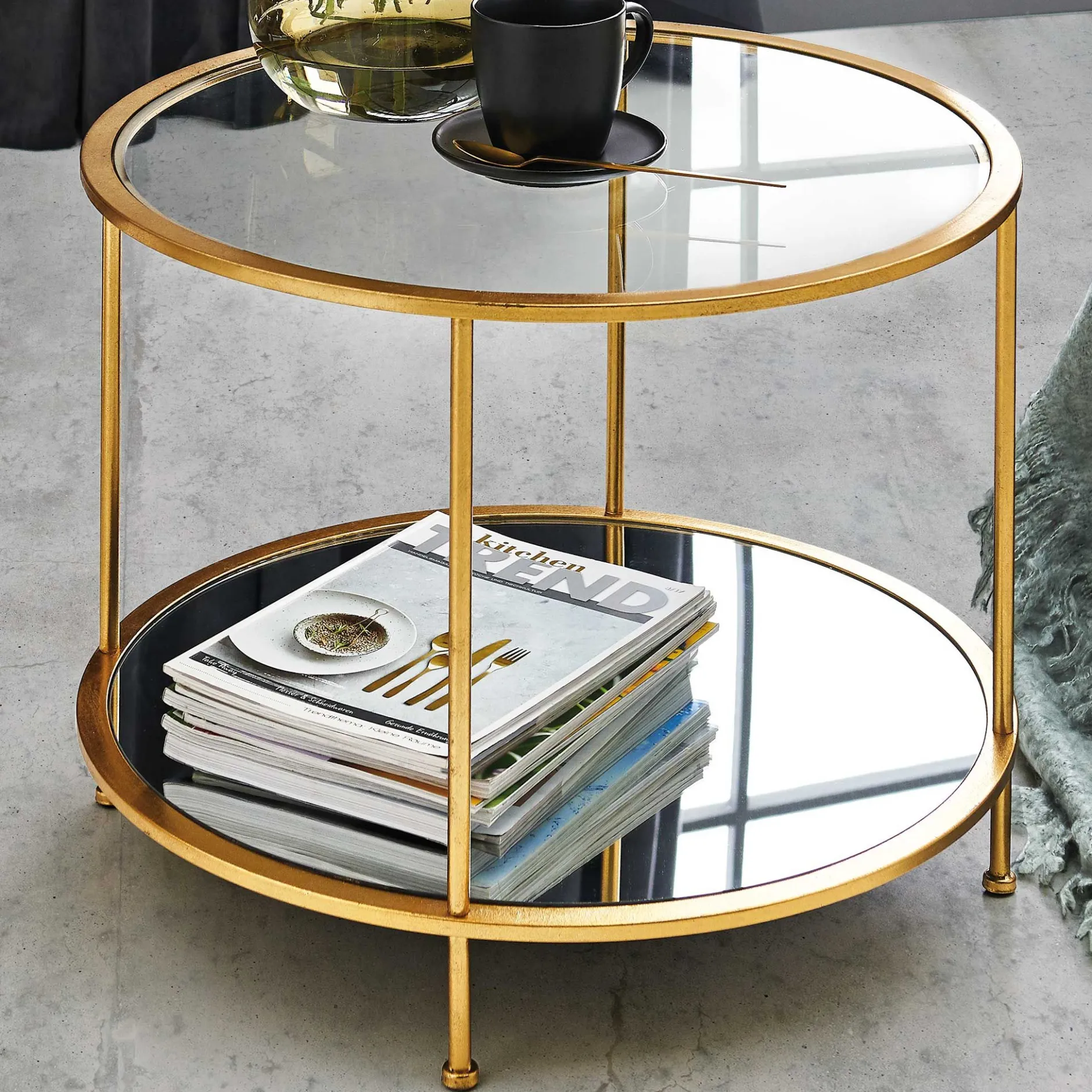 Beistelltisch | Ø60 cm x 45 cm | Goldfarben