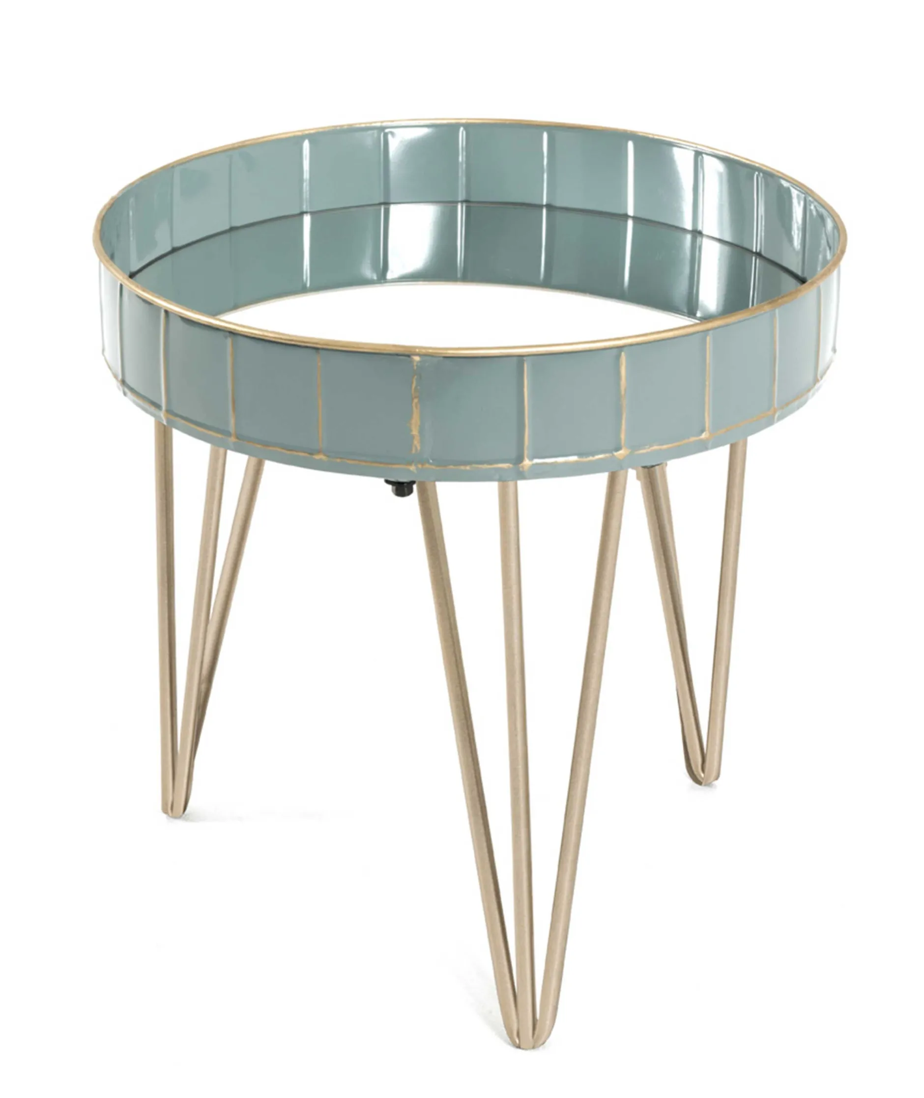 Beistelltisch | Ø41 cm x 40 cm | Gold-hellblau/Glas