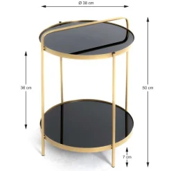 Beistelltisch | Ø38 cm x 51 cm | Schwarz-gold