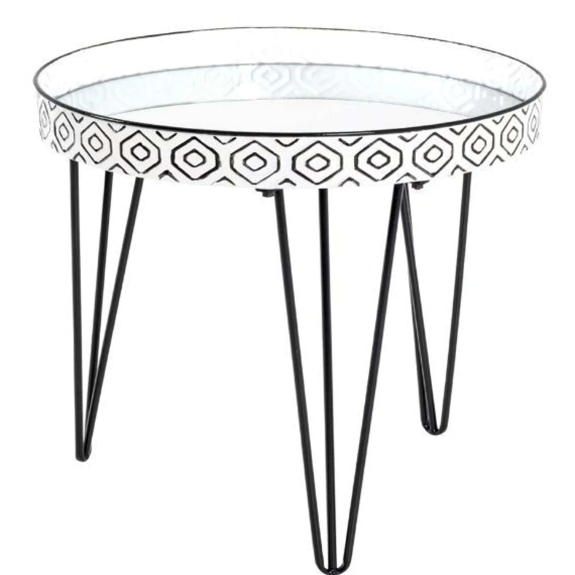 Beistelltisch | Ø 65cm x 46 cm | Weiß/Glas