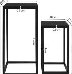 Beistelltische Madeira 2er-Set - Metall und schwarzes Mangoholz