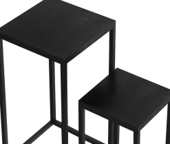 Beistelltische Madeira 2er-Set - Metall und schwarzes Mangoholz