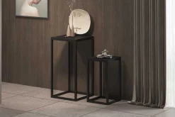 Beistelltische Madeira 2er-Set - Metall und schwarzes Mangoholz