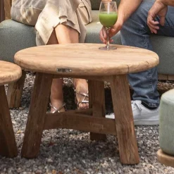 Beistelltisch Ferdau Ø80 Gescova - Recyceltes Teakholz - Braun