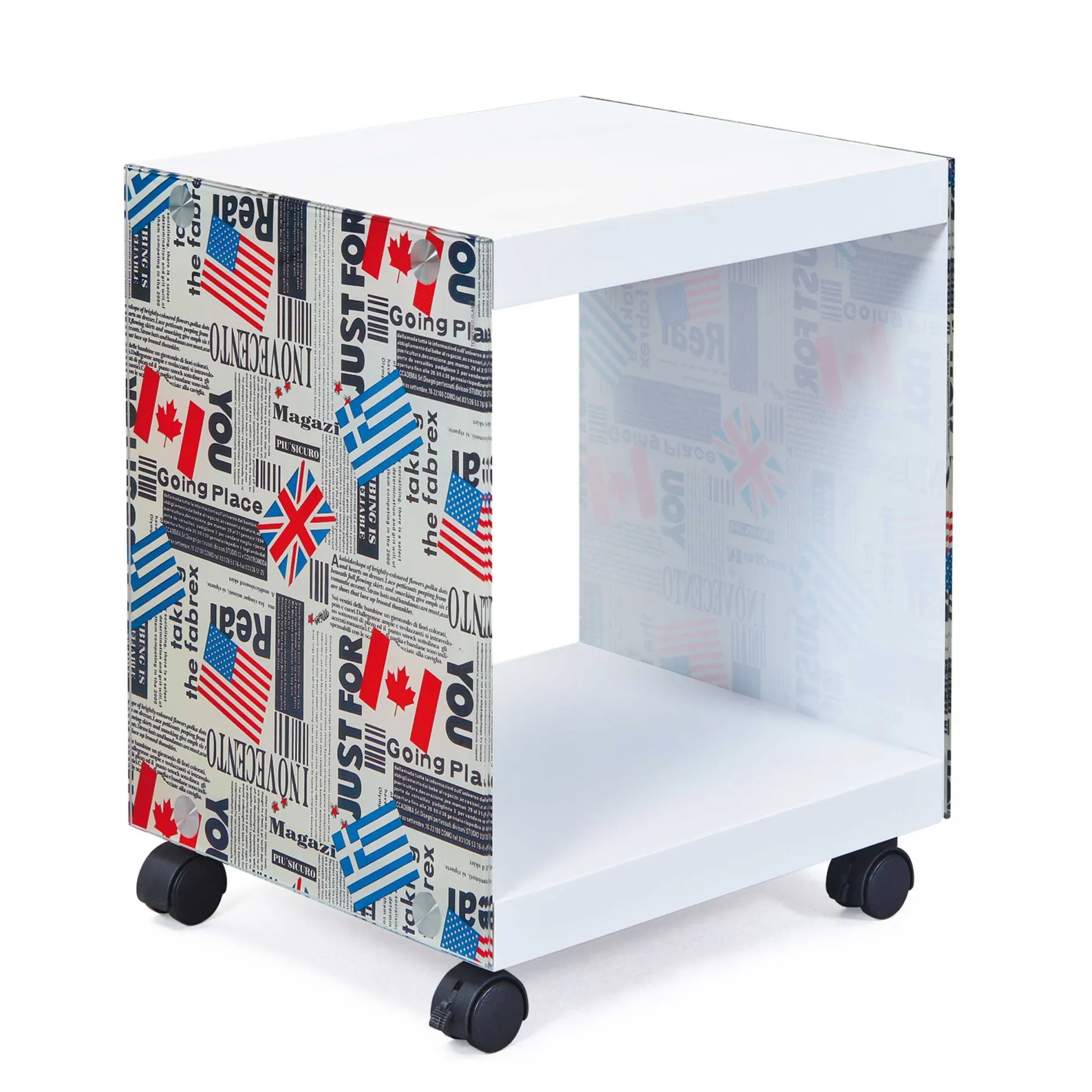 Beistelltisch Flagcube auf Rädern