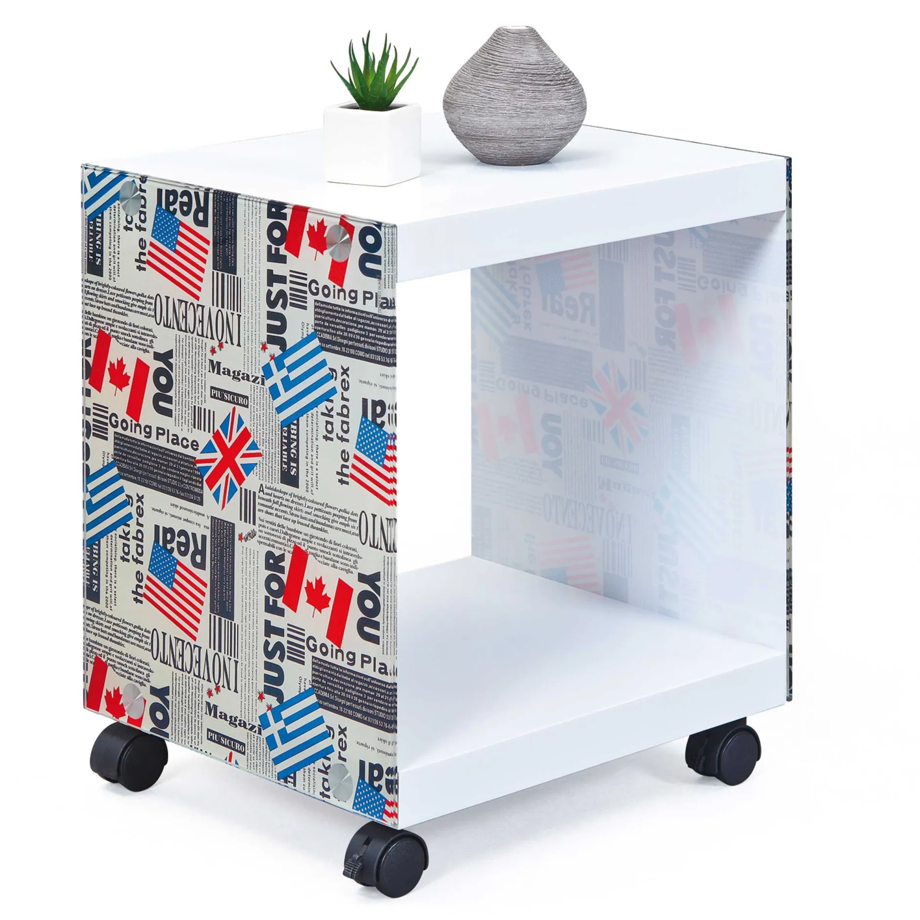 Beistelltisch Flagcube auf Rädern