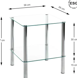 Beistelltisch Heiko 39x39cm - Glas/Chrom