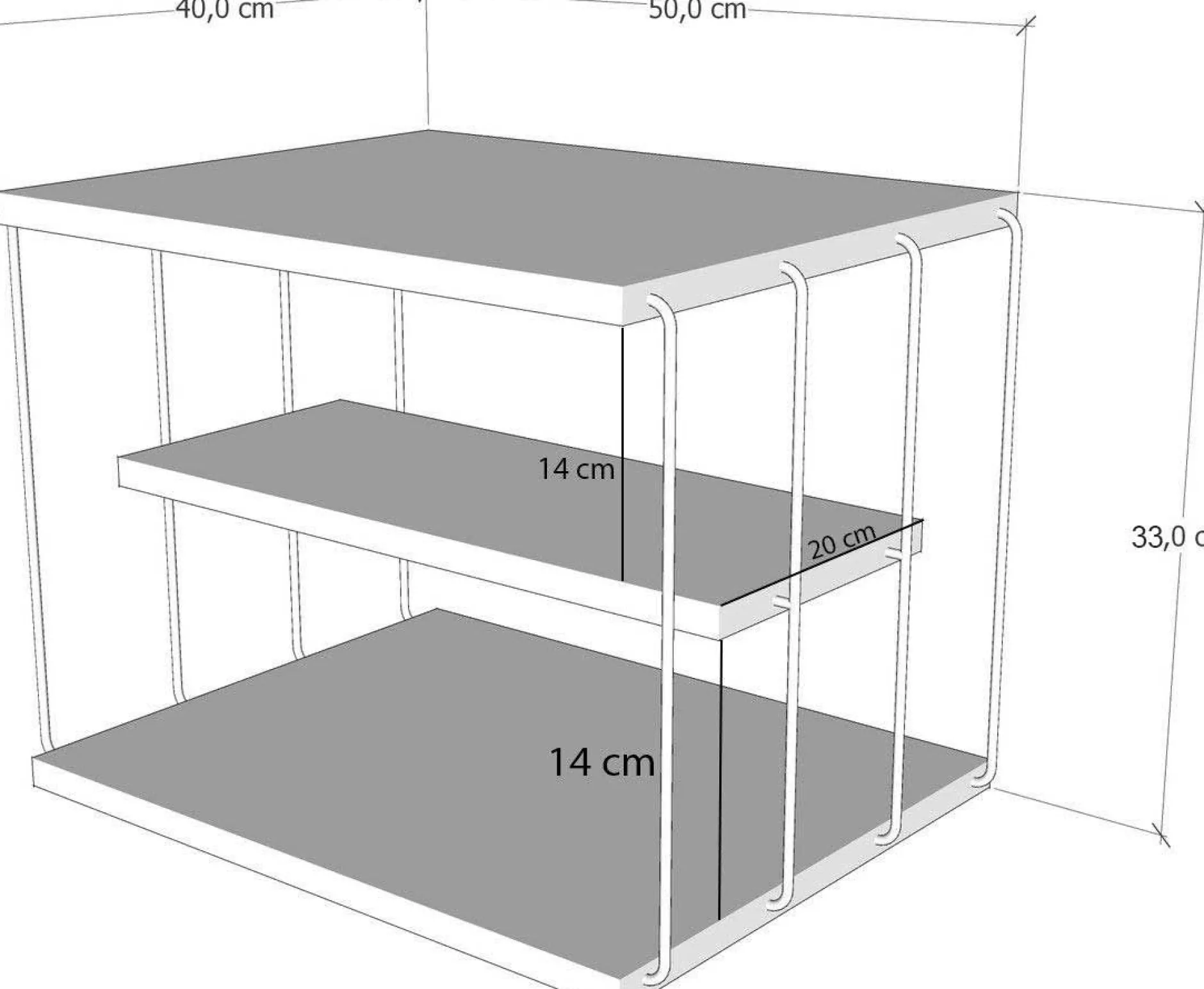 Beistelltisch Lifon - 100% MELAMINE - Atlantische Kiefer - 50 x 33 x 40 cm