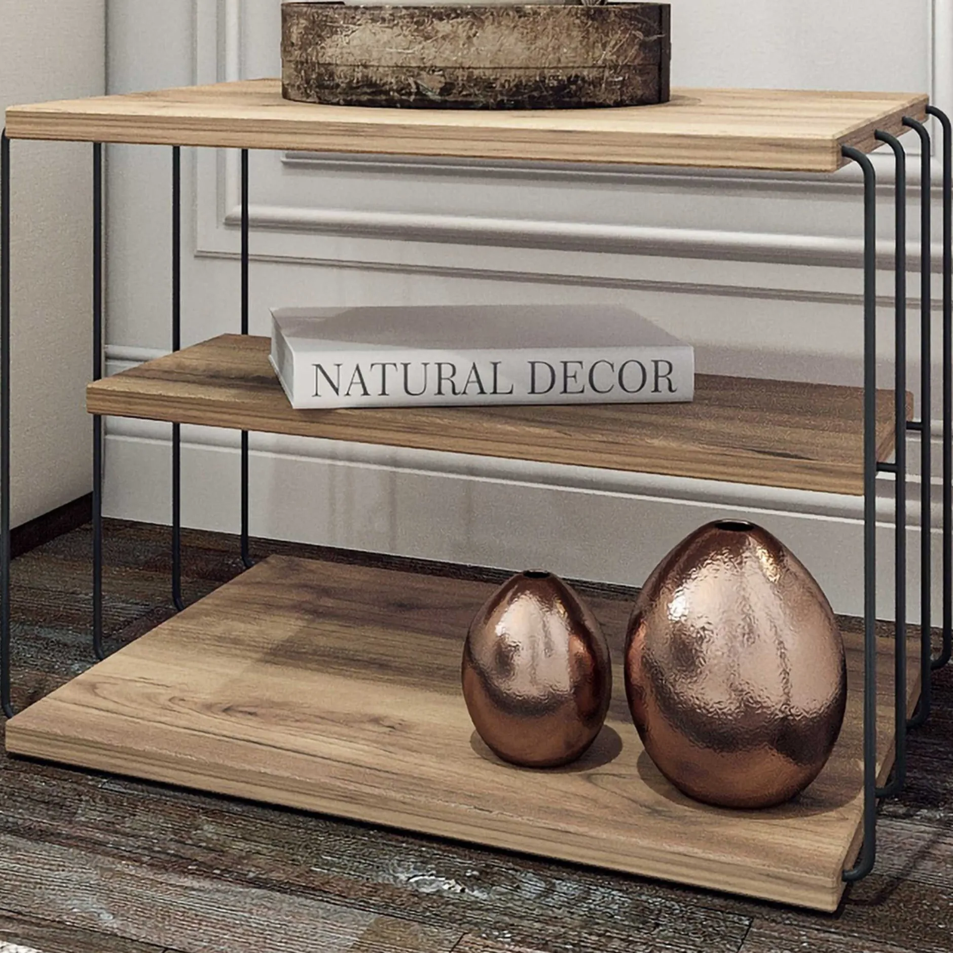 Beistelltisch Lifon - 100% MELAMINE - Atlantische Kiefer - 50 x 33 x 40 cm