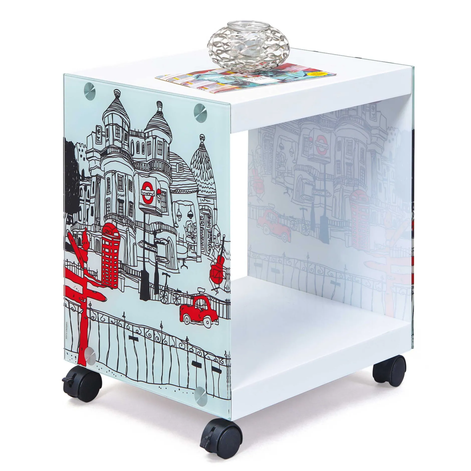 Beistelltisch Londoncube auf Rädern