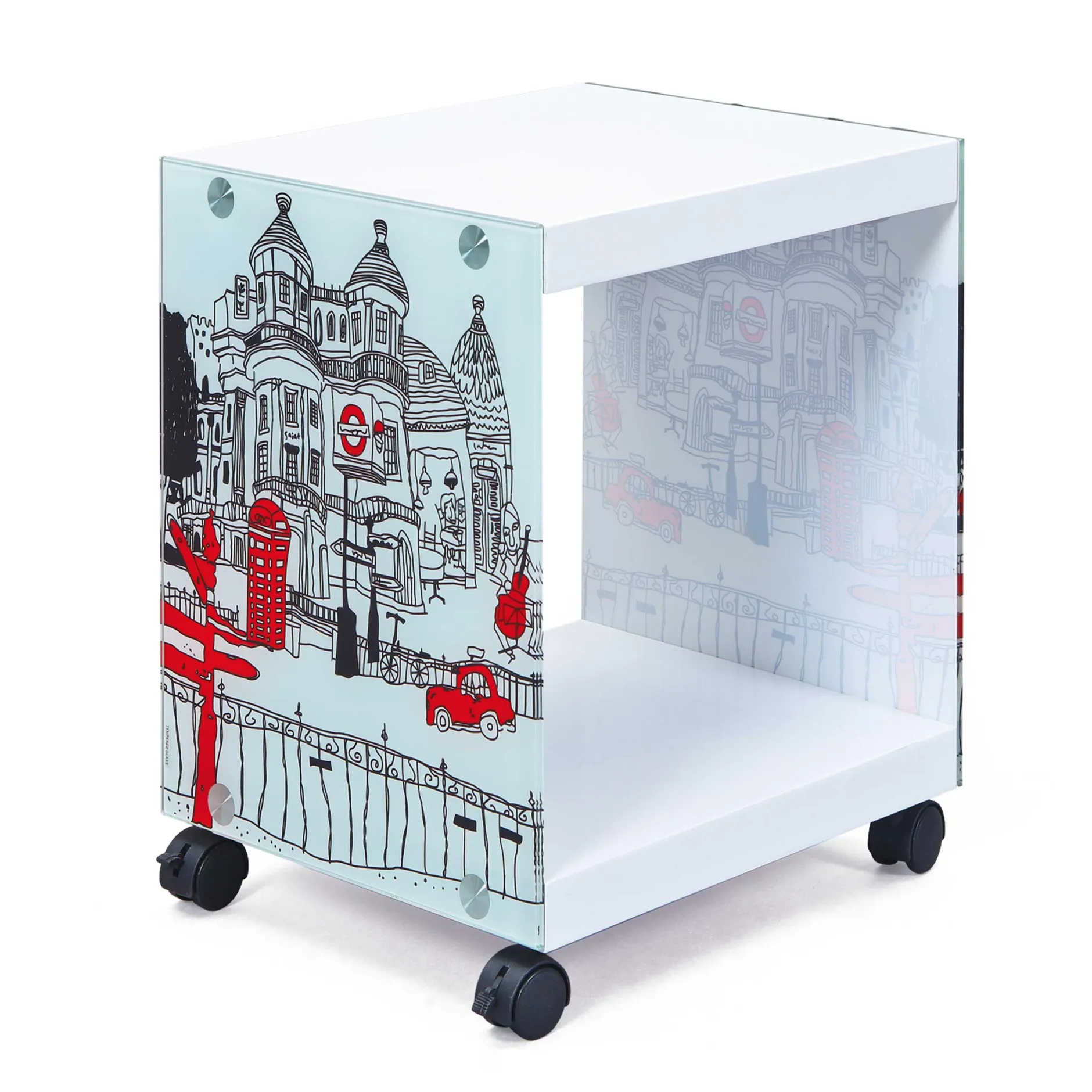 Beistelltisch Londoncube auf Rädern