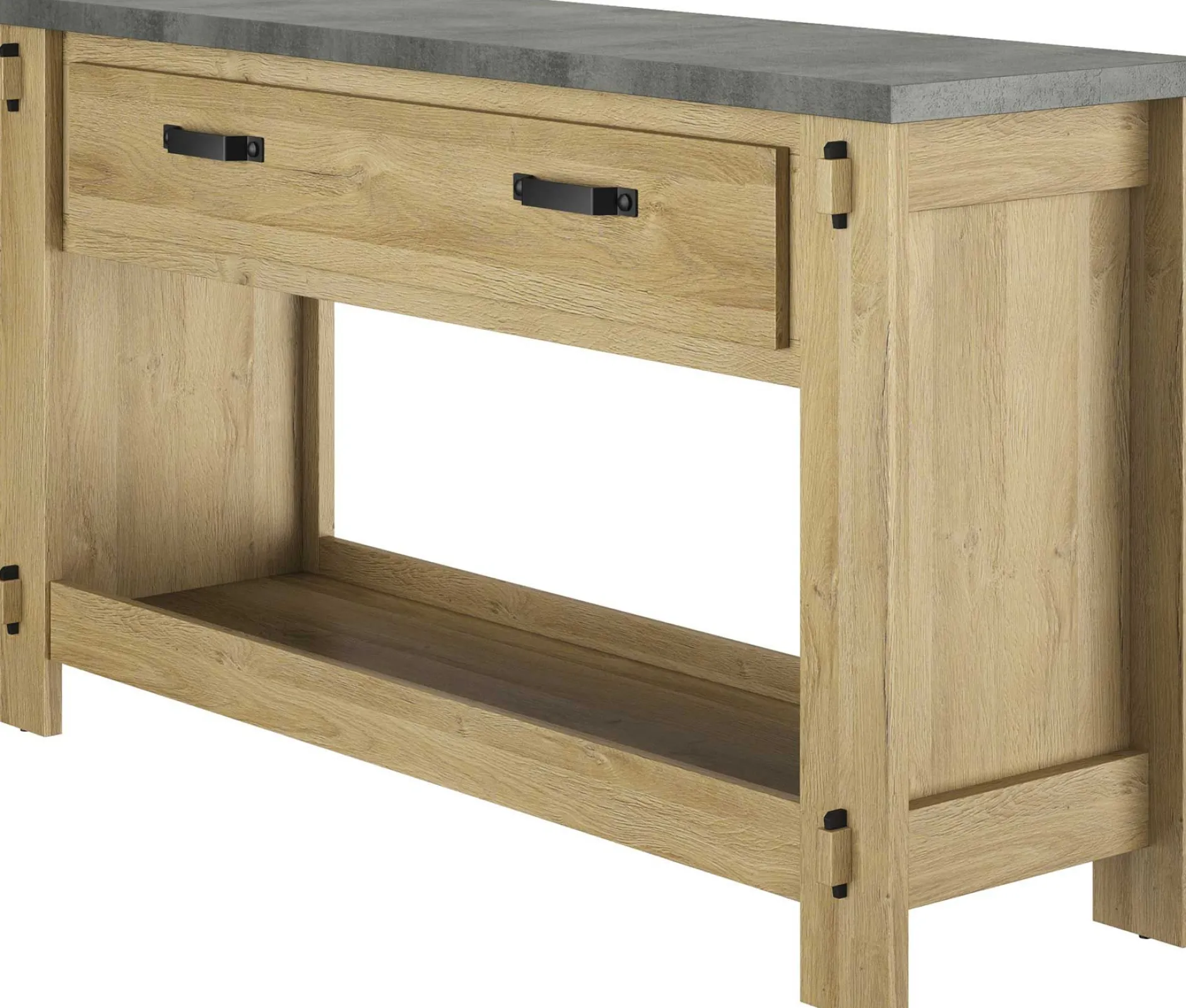 Beistelltisch Louane 156cm, 1 Schublade - Eiche/Beton