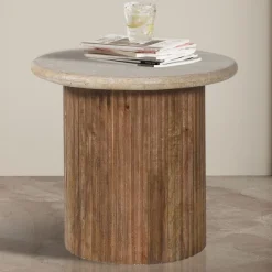 Beistelltisch Louis | Ø50 x 45 cm | Travertin Beige
