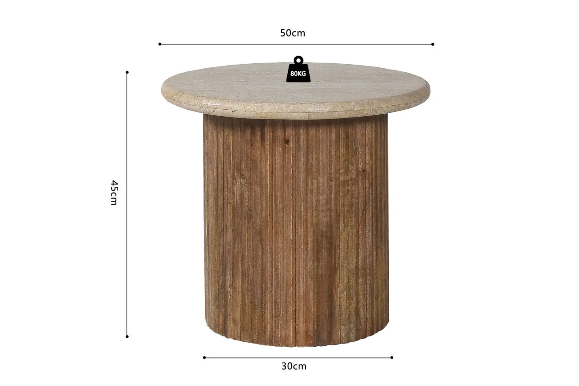 Beistelltisch Louis | Ø50 x 45 cm | Travertin Beige